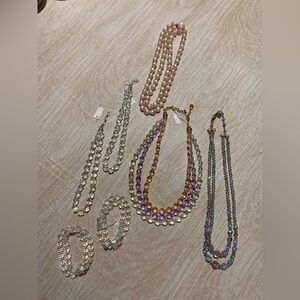 Vintage glass bead bundle pinks and clear cut glass